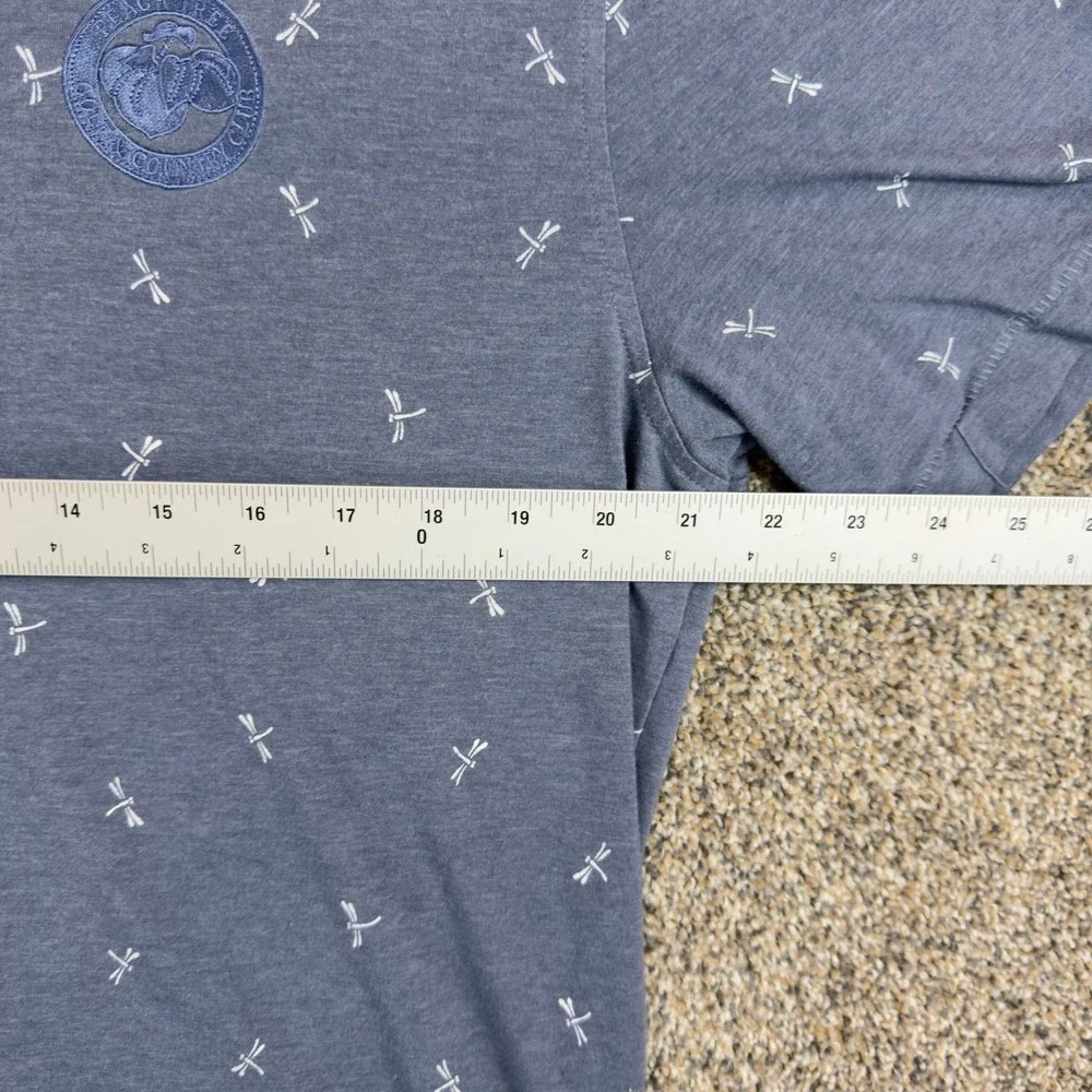 Linksoul‎ Mens Dragonfly Print Golf Polo Blue Short Sleeve Large Casual Stretch